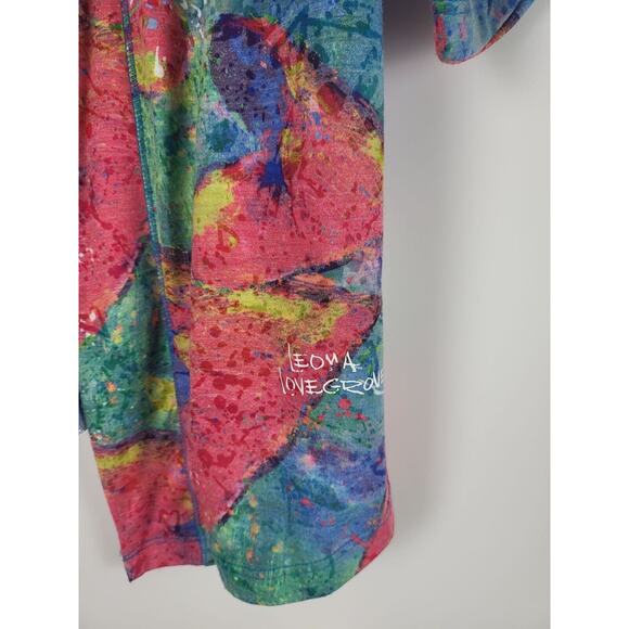 Leoma Lovegrove Cardigan XS Womens Printed Multicolor Open Front Ruch Sleeve - Picture 8 of 11